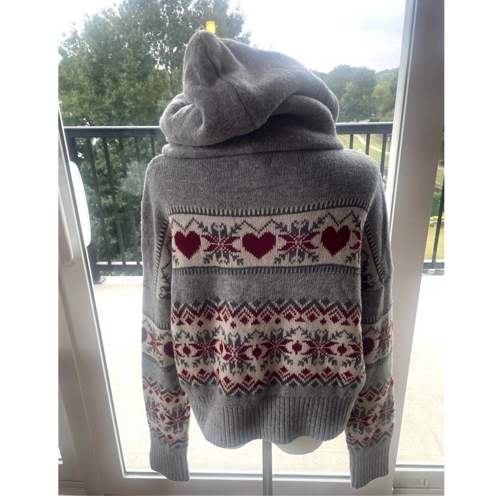 Kaisley Hoodie Sweater Heart Design Pom Pom Drawstring Fleece Lined Hood Sz M - Picture 2 of 5